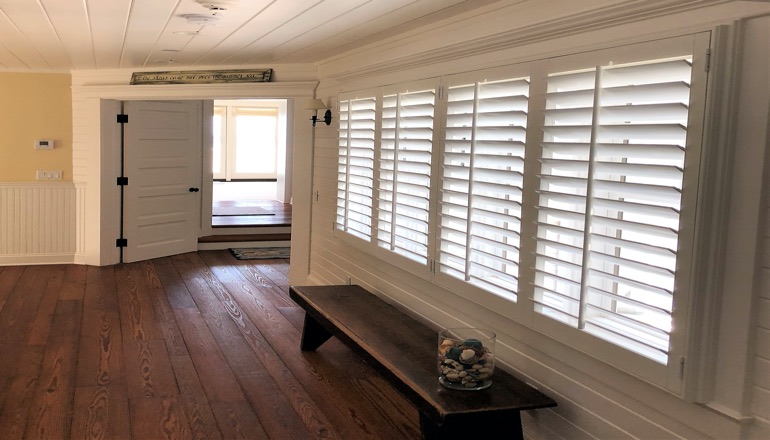 Faux wood plantation shutters in Southern California